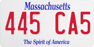 MA license plate 445CA5