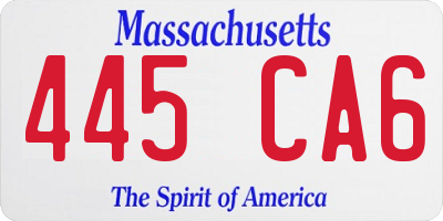 MA license plate 445CA6