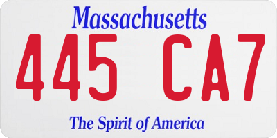 MA license plate 445CA7