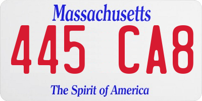 MA license plate 445CA8