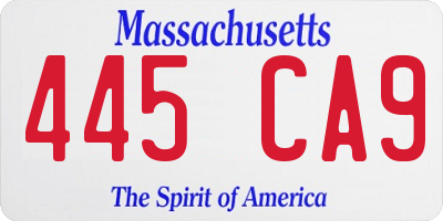 MA license plate 445CA9