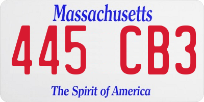 MA license plate 445CB3