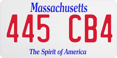 MA license plate 445CB4