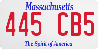 MA license plate 445CB5
