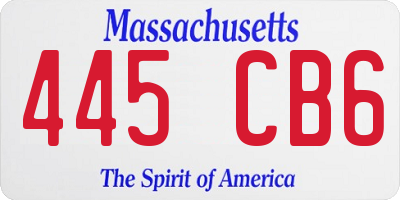 MA license plate 445CB6