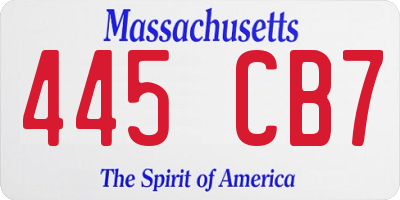 MA license plate 445CB7