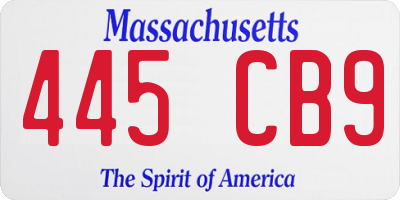 MA license plate 445CB9