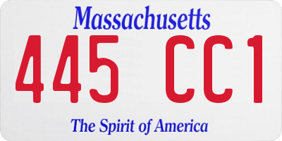 MA license plate 445CC1
