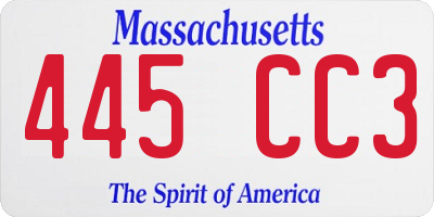 MA license plate 445CC3