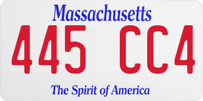 MA license plate 445CC4