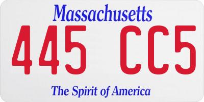 MA license plate 445CC5