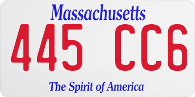 MA license plate 445CC6