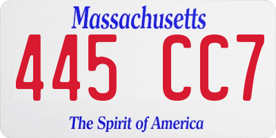 MA license plate 445CC7