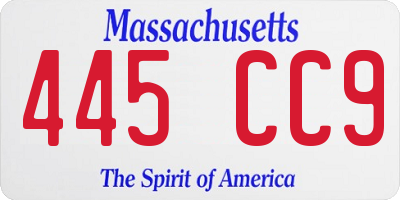 MA license plate 445CC9
