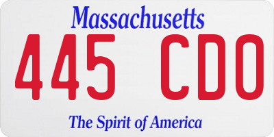 MA license plate 445CD0