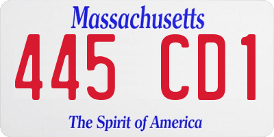 MA license plate 445CD1