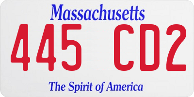 MA license plate 445CD2