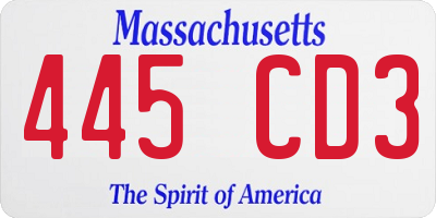 MA license plate 445CD3