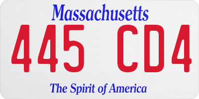 MA license plate 445CD4