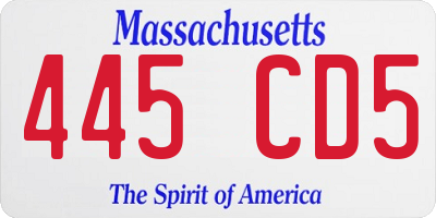 MA license plate 445CD5