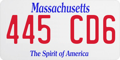 MA license plate 445CD6