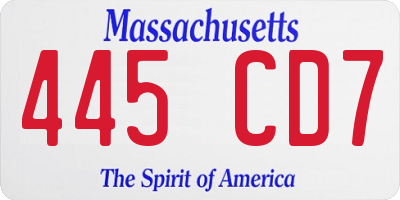 MA license plate 445CD7