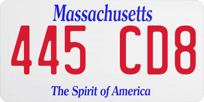MA license plate 445CD8
