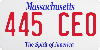 MA license plate 445CE0