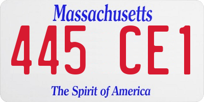 MA license plate 445CE1