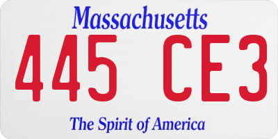 MA license plate 445CE3