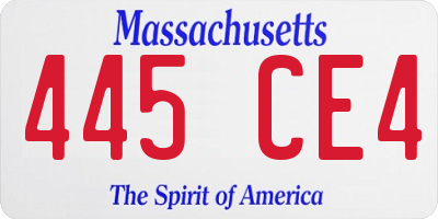 MA license plate 445CE4