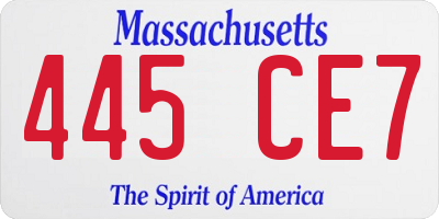 MA license plate 445CE7
