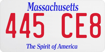 MA license plate 445CE8