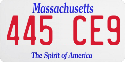 MA license plate 445CE9