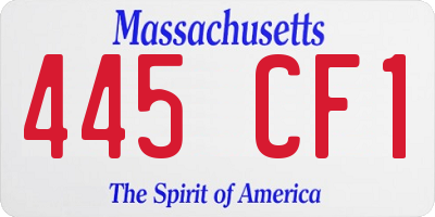 MA license plate 445CF1