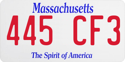 MA license plate 445CF3