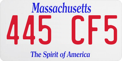 MA license plate 445CF5