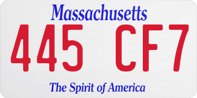 MA license plate 445CF7
