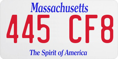 MA license plate 445CF8