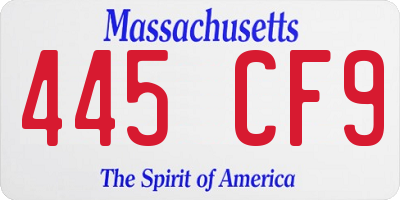 MA license plate 445CF9