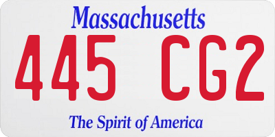 MA license plate 445CG2