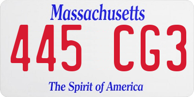 MA license plate 445CG3
