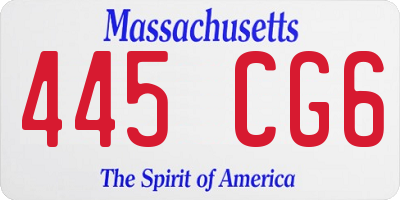 MA license plate 445CG6