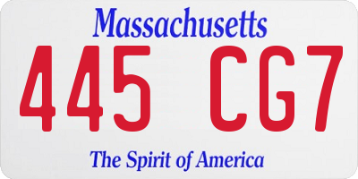 MA license plate 445CG7