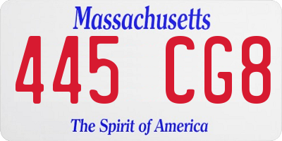 MA license plate 445CG8
