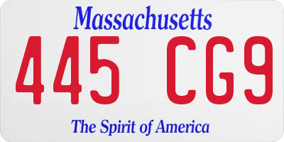 MA license plate 445CG9