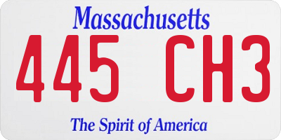 MA license plate 445CH3