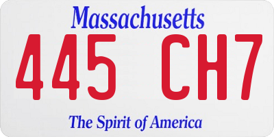 MA license plate 445CH7