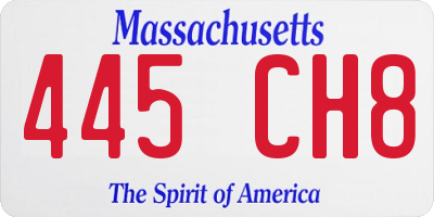 MA license plate 445CH8