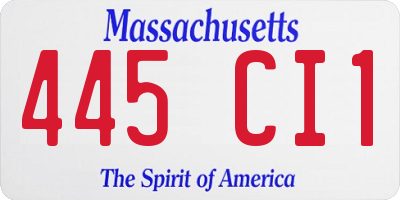 MA license plate 445CI1